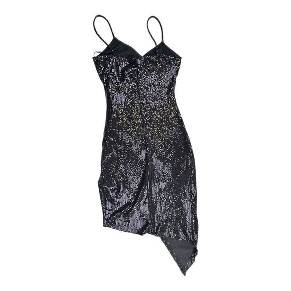 Windsor Women's Sleeveless Sequin Asymmetrical Bodycon Mini Dress Black Small - Picture 7 of 12